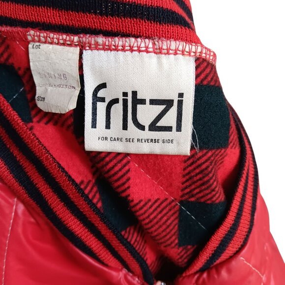Women's Vintage Puffer jacket Medium 1970's Fritzi Red Quilted Bomber Flannel - Picture 5 of 5